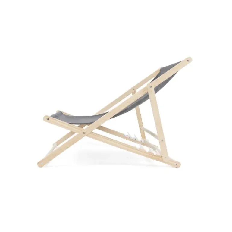 Lot de 2 Chiliennes en Toile de Coton Grise - Structure Bois de Pin
