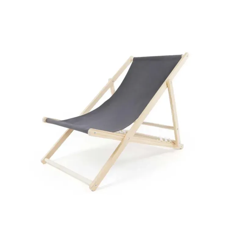 Lot de 2 Chiliennes en Toile de Coton Grise - Structure Bois de Pin