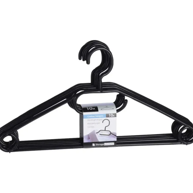 Lot de 10 cintres à vêtements noirs à tête tournante - 40 cm