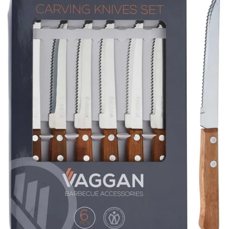 Lot de 6 couteaux à steak inox manche bois