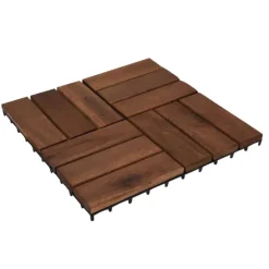 Lot de 4 dalles de terrasse en bois d'acacia 30x30 cm - Résistantes et esthétiques