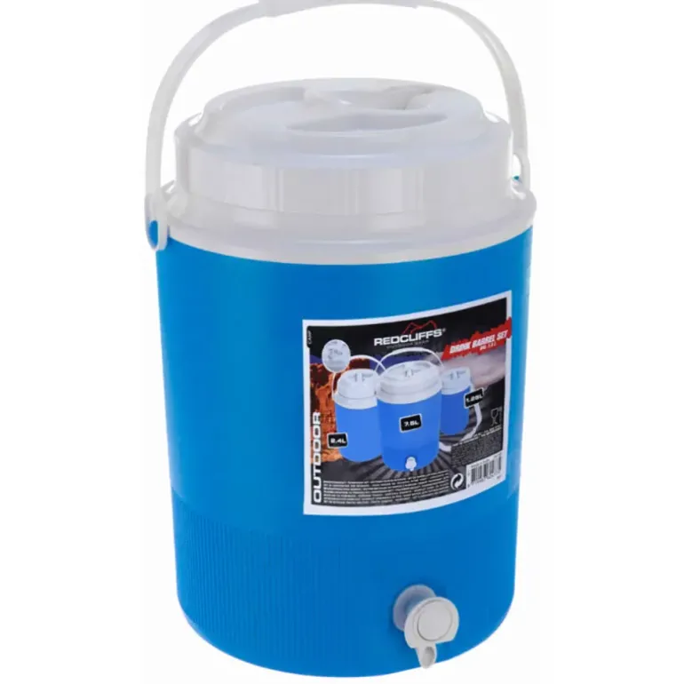 Lot de 3 Distributeurs de Boisson en Plastique - Capacités 7,5L, 2,4L et 1,25L - Bleu et Blanc