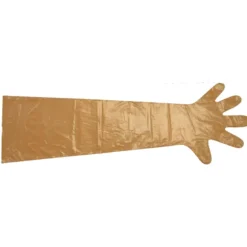 Lot de 100 gants de vêlage usage unique orange 90cm
