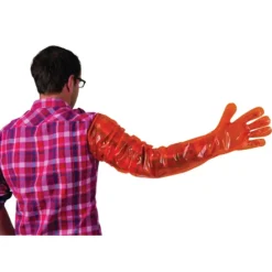 Lot de 100 gants de vêlage usage unique orange 90cm
