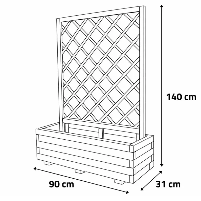 Lot de 2 Jardinières avec treillis en bois autoclave