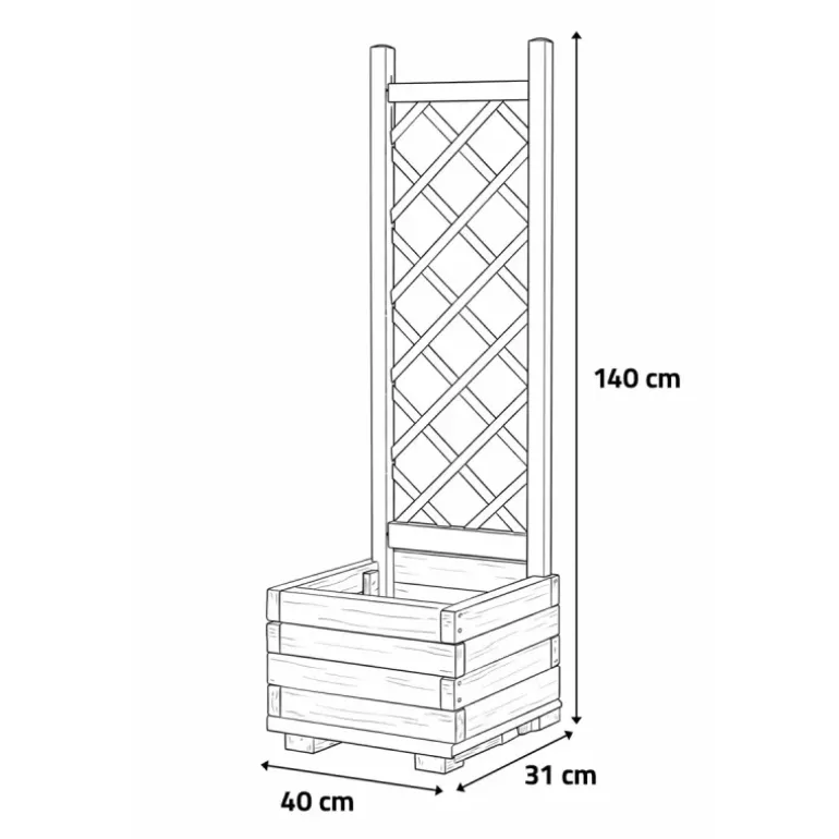 Lot de 2 Jardinières avec treillis en bois autoclave