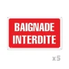 Lot de 5 panneaux BAIGNADE INTERDITE Alu 30x20cm