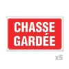 Lot de 5 Panneaux CHASSE GARDÉE Alu 30X20cm
