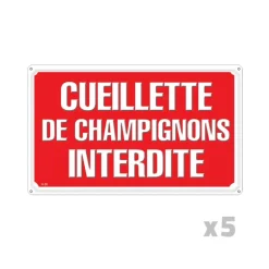 Lot de 5 Panneaux CUEILLETTE CHAMPIGNONS Alu 30 x 20cm