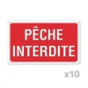 Lot de 10 Panneaux PÊCHE INTERDITE Akilux 26X20cm