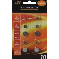 Lot de 10 piles alcalines bouton – Pack multi-références