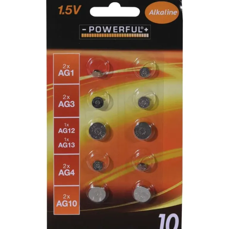 Lot de 10 piles alcalines bouton – Pack multi-références