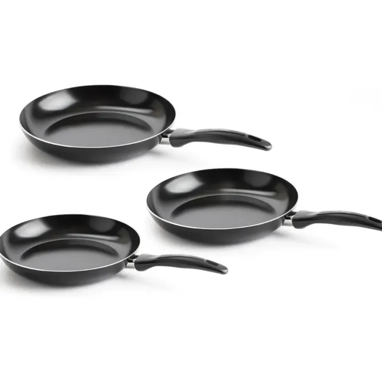 Lot de 3 poêles Vita Verte en aluminium anti-adhésif - Ø20/24/28cm - Tous feux