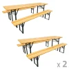 Lot de 2 Tables Extérieure en Pin Massif 177 cm avec 4 Bancs Bois / métal