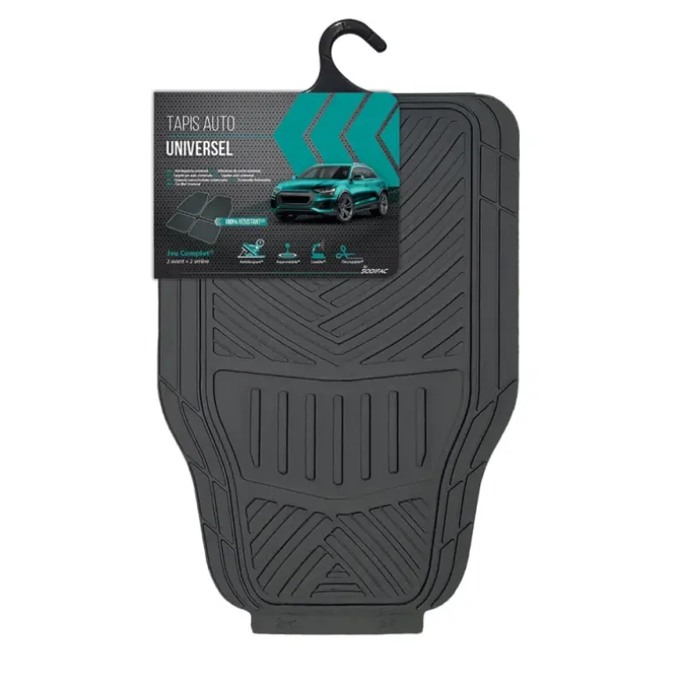 Lot de 4 Tapis de Voiture Olsen en PVC Découpable - Protection Avant & Arrière