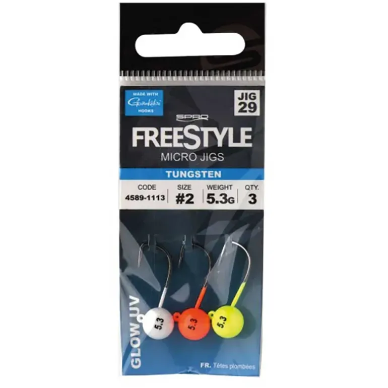 Lot de 3 Têtes plombées Spro Freestyle Tungsten Glow 1,8g, 2,7g ou 3,5g
