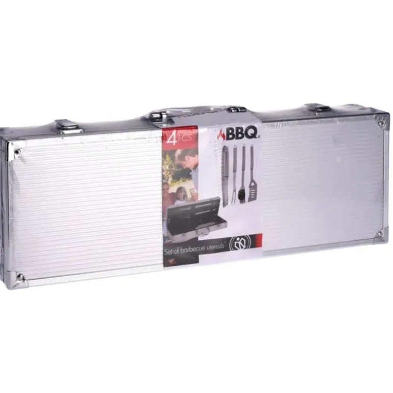 Mallette 4 ustensiles barbecue en acier inoxydable - Kit complet pour grillades