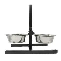 Mangeoire chien sur pied réglable + 2 gamelles Ø de 19 cm