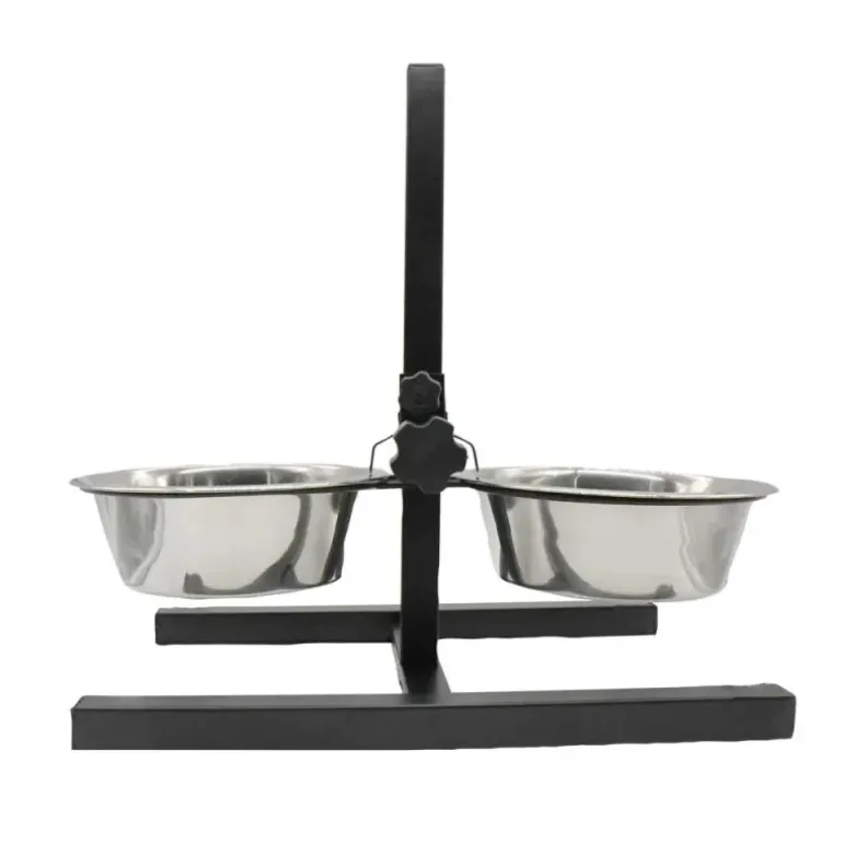 Mangeoire chien sur pied réglable + 2 gamelles Ø de 19 cm