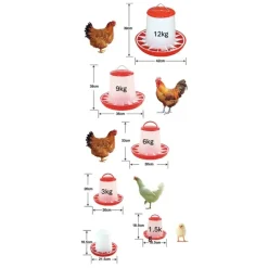 Mangeoire plastique avec poignée 6 kg pour volailles - Rouge et blanc