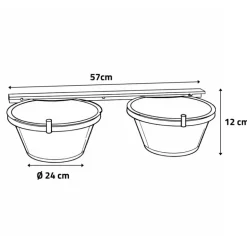 Mangeoire professionnelle double pour chenil acier galvanisé 2 X 2,5L