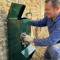 Mangeoire trémie galvanisée verte anti gaspillage 15 kg