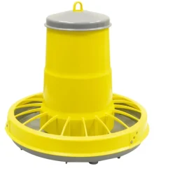 Mangeoire trémie plastique volaille cylindrique jaune 10 kg