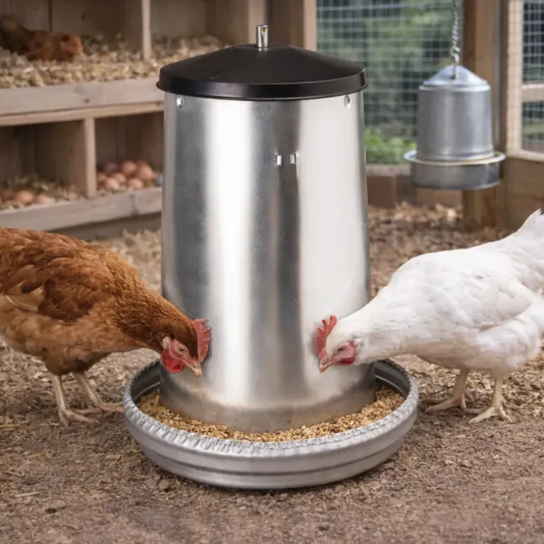 Mangeoire volaille à trémie métal de 40 kg