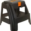 Marchepied avec rangement noir et orange - Capacité 120 kg