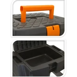 Marchepied avec rangement noir et orange - Capacité 120 kg
