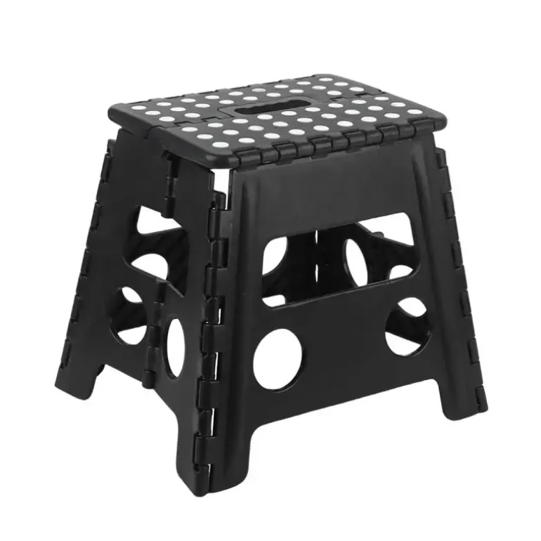 Marche-pieds pliable ultra solide noir - Hauteur 33 cm - Charge 150 kg