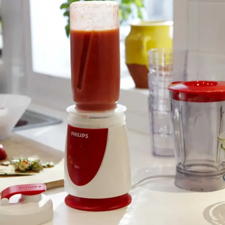 Mini blender 350W plastique sans BPA blanc gris 0,6L + gourde
