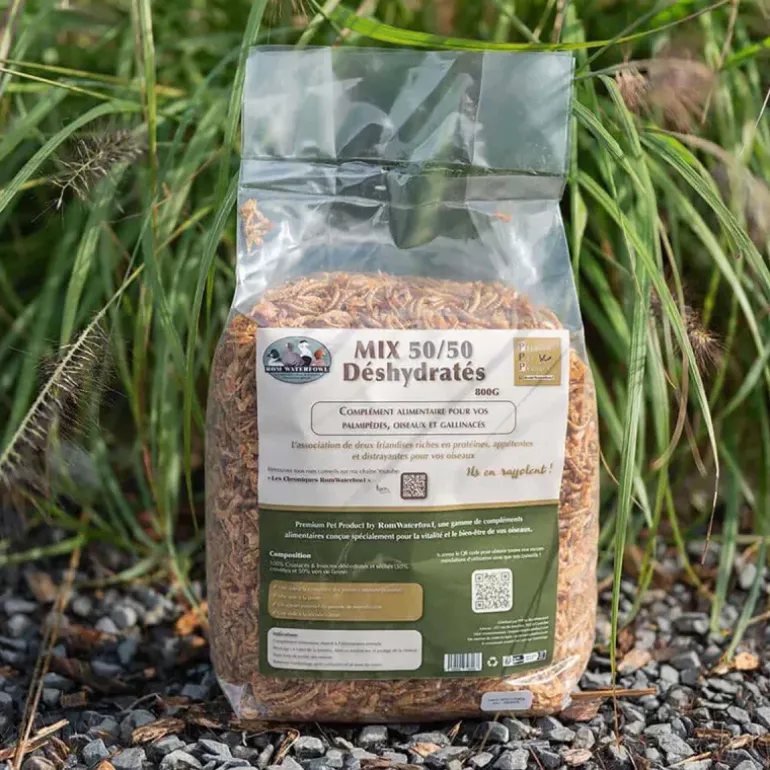Mix 50/50 Crevettes & Vers de Farine - 800g pour Palmipèdes & Oiseaux