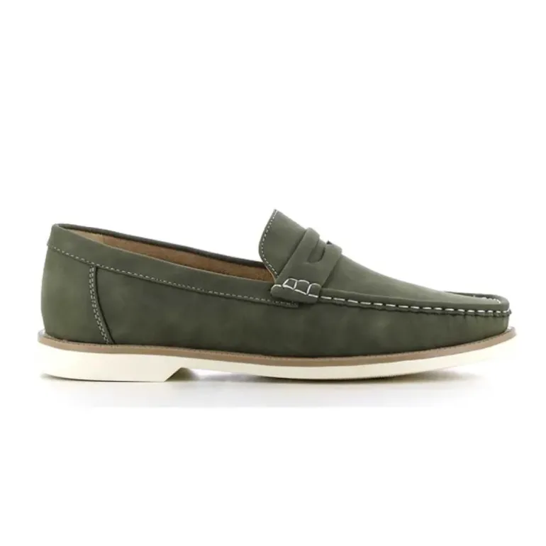 Mocassins Homme Kaki en Synthétique - Tige Basse