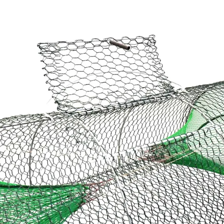 Nasse 2 entrées galvanisée plastifiée maille 10 mm L 80 cm