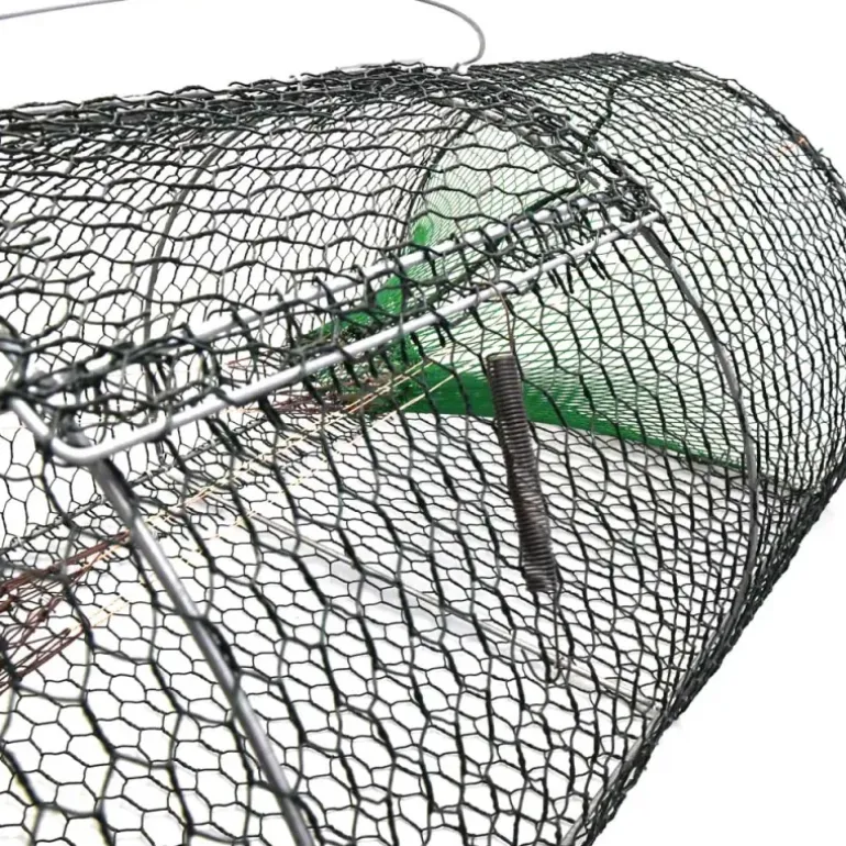 Nasse 2 entrées galvanisée plastifiée maille 10 mm L 80 cm