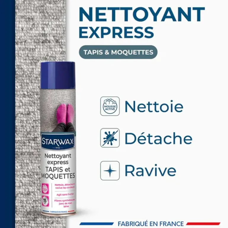 Nettoyant Express Tapis et Moquettes Starwax - Mousse Sèche 600ml