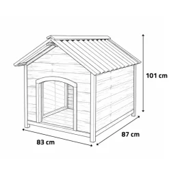 Niche en bois chalet pour chien - Taille L - Toit PVC