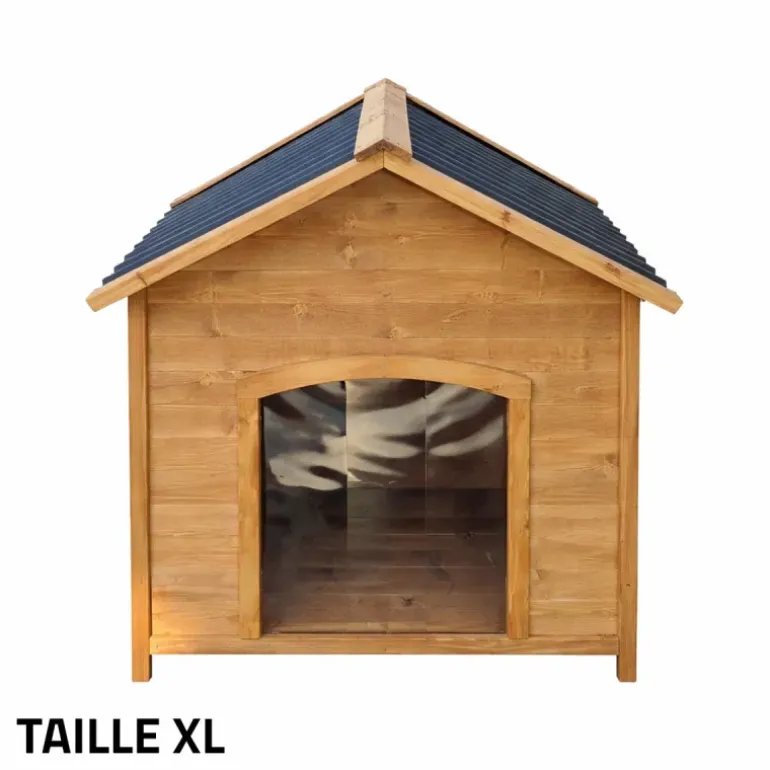 Niche en bois chalet pour chien - Taille XL - Toit PVC
