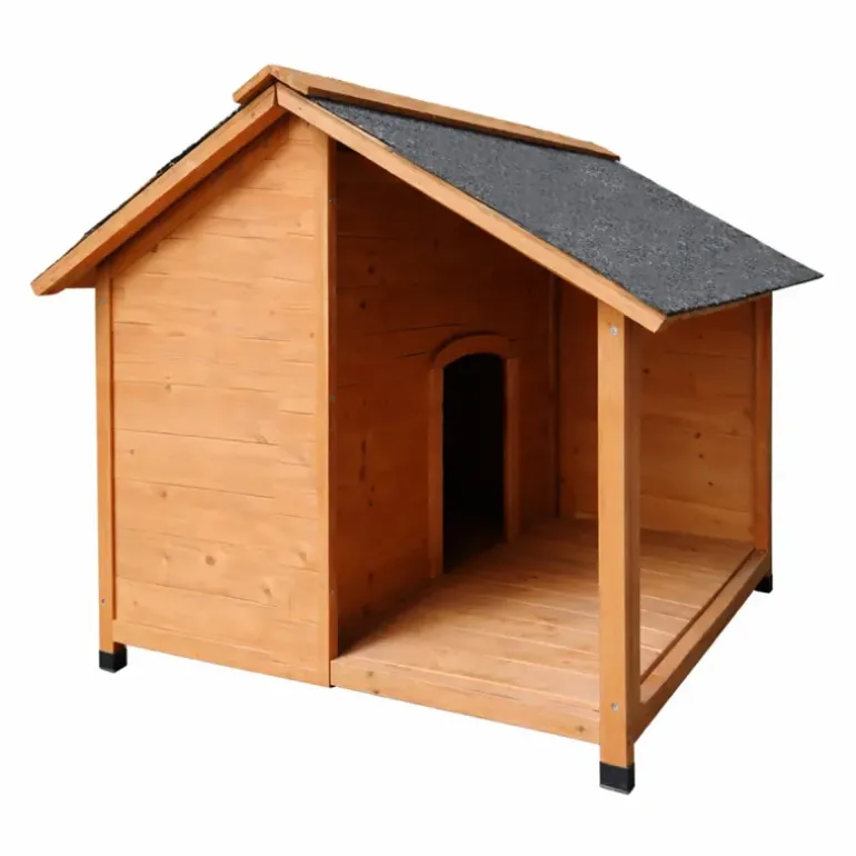 Niche en bois pour chien avec terrasse - Taille M