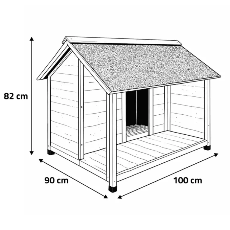 Niche en bois pour chien avec terrasse - Taille M