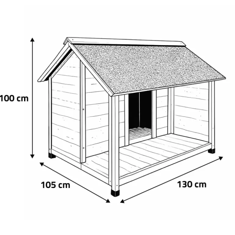 Niche en bois pour chien avec terrasse - Taille L
