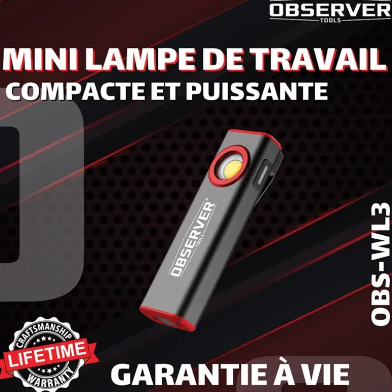OBSERVER - Lampe de travail SLIM ultra compacte 800 Lumens