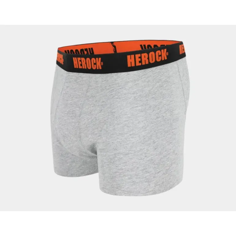 Pack 3 Boxers Homme Gorik Herock® - Gris, Noir, Orange - Coton Élasthanne