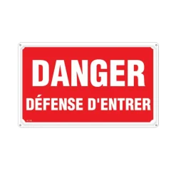 Panneau DANGER DÉFENSE D'ENTRER Alu 30X20cm unité