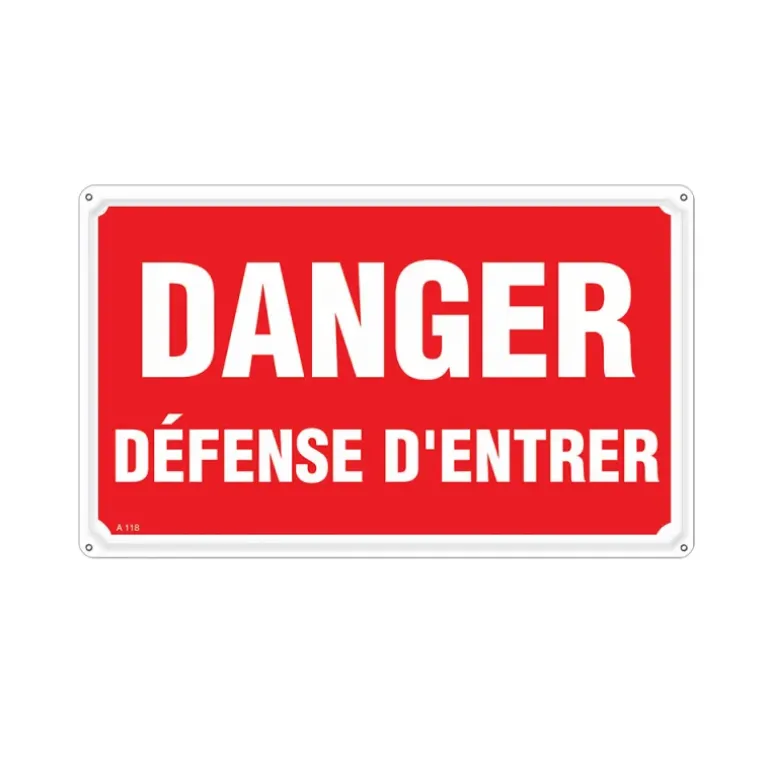 Panneau DANGER DÉFENSE D'ENTRER Alu 30X20cm unité
