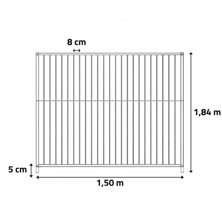 Panneau de chenil à barreaux 1,50m - Hauteur 184cm