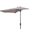 Parasol de terrasse demi-rond taupe Ø 2,70 m avec manivelle - Toile polyester 160 g/m²