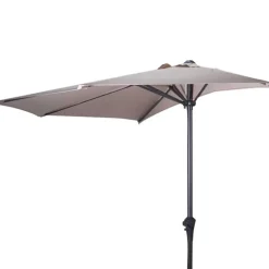 Parasol de terrasse demi-rond taupe Ø 2,70 m avec manivelle - Toile polyester 160 g/m²