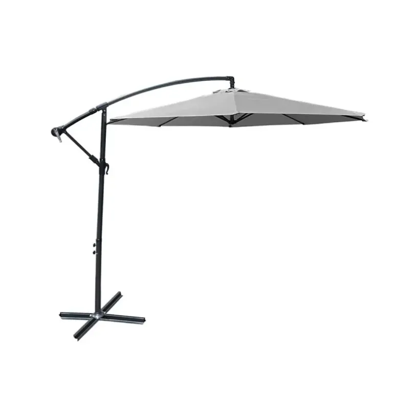 Parasol déporté Azur 3m gris - Protection solaire robuste et élégante